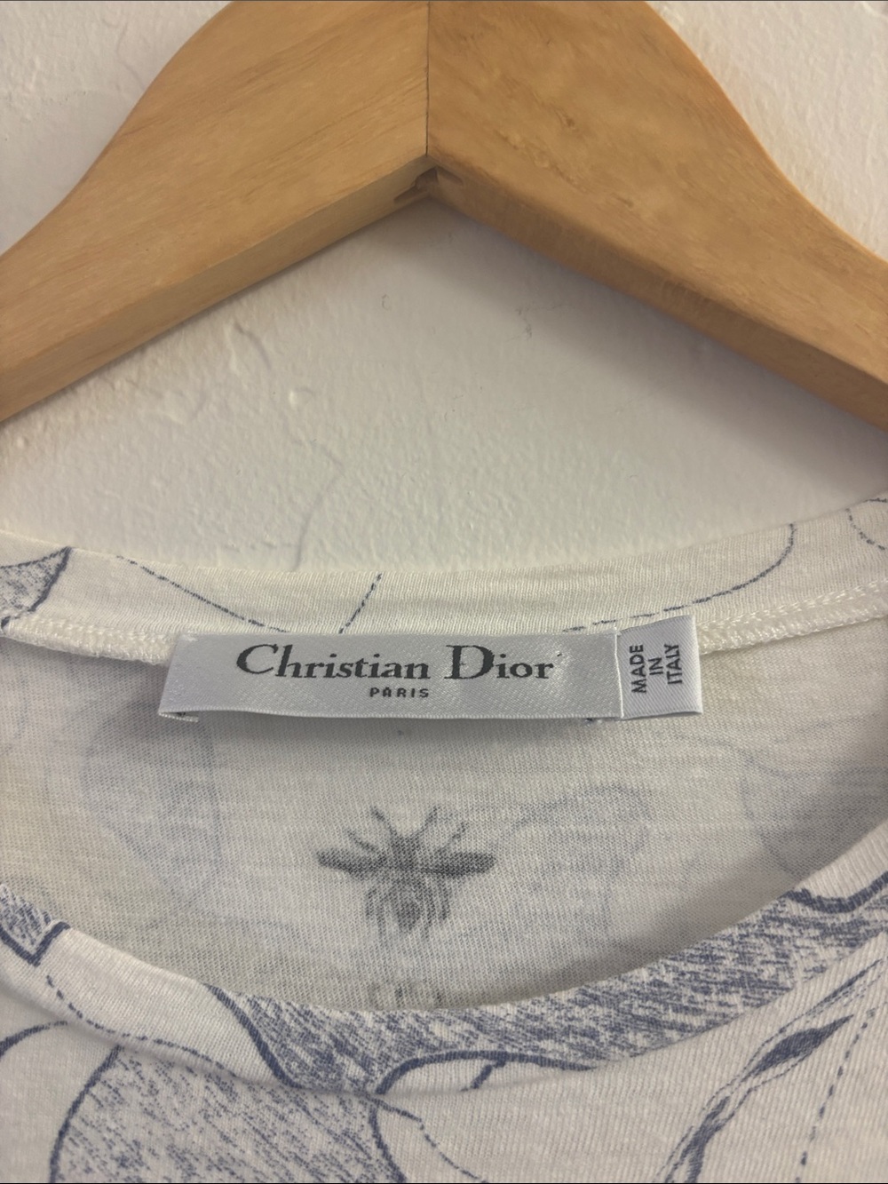 Dior White Short-Sleeve Tee with Navy Map & Nature Print - Picture 2 of 6
